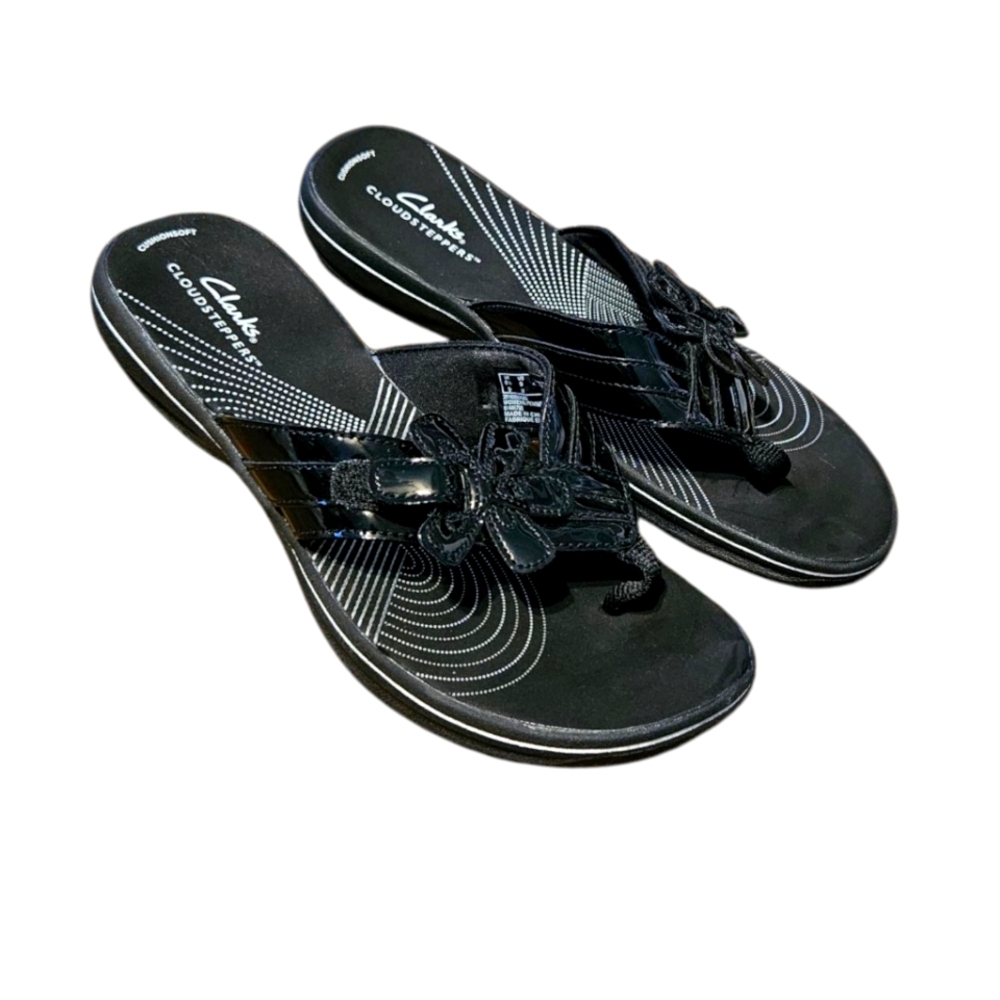 Clarks Cloudsteppers   Women's Black Patent Sandals Sizw 9M